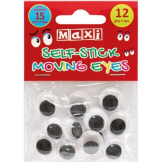 Стікер для творчості "Maxi" /MX61719/ рухливі оченята,ч/б, 12шт/15мм (1/80)