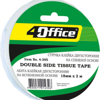 Скотч двосторонній 18*2м "4OFFICE" /4-395/ ПОРИСТИЙ (8/96)
