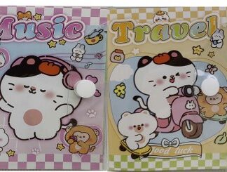 Блокнот 8*11см/64арк. /8810-6/ на кнопці ПВХ з ручкою кульк. "Котик" , мікс (1/24)