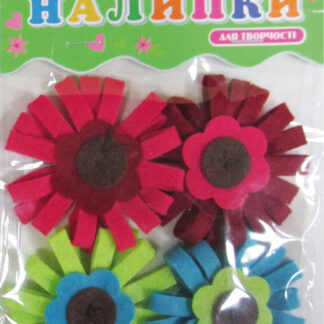 Стікер для творчості "1В" /951631/ "Квіти", повсть, 4шт/уп (1/6)