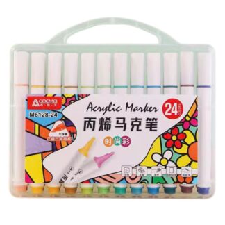 Набір маркерів 24 кол. "AODEMEI" /M6128-24/ трикутн.корпус, акрил, пласт.контейнер (1/12/72)