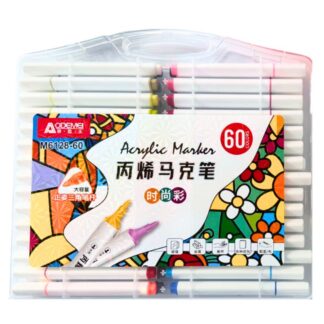 Набір маркерів 60 кол. "AODEMEI" /M6128-60/ трикутн.корпус, акрил, пласт.контейнер (1/6/24)