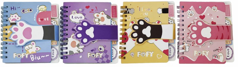 Блокнот 10*11,2см/65арк. /6420/ на спіралі з роздільниками "Лапка", мікс (1/24)