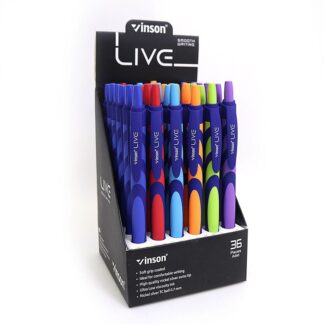 Ручка масляна автомат "Vinson" /F20/ "Live" 0,7мм, синя, soft-touch, mix (36/1440)