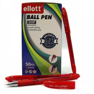Ручка кулькова "Ellott" /503P/ червона, 1мм, проз. корп., гріп (50)