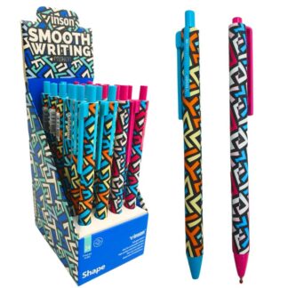 Ручка масляна автомат "Vinson" /F1022/ "Shape" 0,5мм, синя, soft touch, грип, mix (24/720)