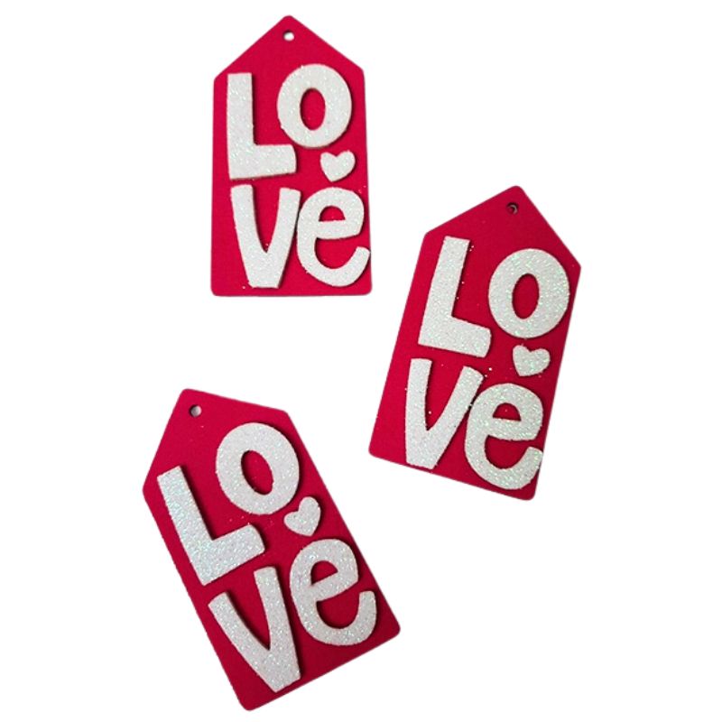 Заготовка "Діамантові ручки" /123048/ "Бірка "Love" 8 см, фоаміран, 20 шт в упак., червона