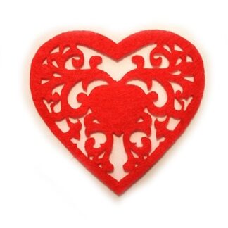 Набір фетрових заготовок "Діамантові ручки" /120435/ "Мереживне серце" 5 см, червоне, 30 шт в упак.