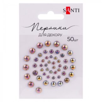 Перлини самоклеючі "Santi" /742974/ бронза, райдужні розмір: 3мм-6мм (50шт) (1/10)