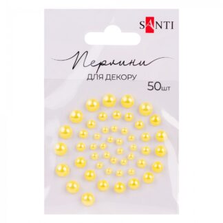 Перлини самоклеючі "Santi" /740179/ жовті розмір: 3мм-6мм (50шт) (1/10)