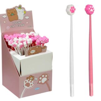 Ручка гелева "WB" /9182/ Лапка котика  0,5мм синя(48)