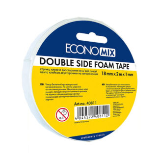 Скотч двосторонній 18*2м*1мм "ECONOMIX" /Е40811/ ПОРИСТИЙ (1/6/180)