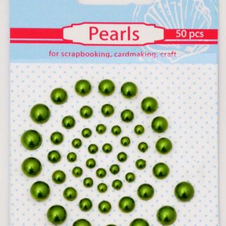 Перлини самоклеючі "Santi" /952642/ зелені райдужні розмір:3мм-6мм (50шт) (1/10)