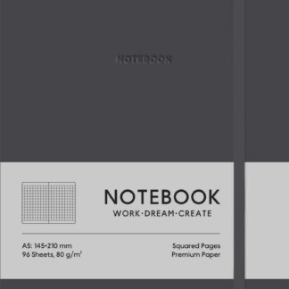 Блокнот А5/96 арк. "Школярик" /A5-7118KDark grey/ # обкл.поліуретан, крем блок, 80г/м2 "Dark grey" (1/12)