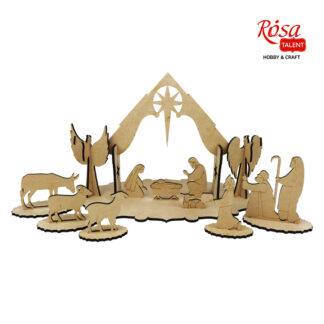 Набір заготовок "Rosa Talent" "Різдвяний вертеп великий" /977/ на підставці, МДФ, 50,3*31,1*33,7см