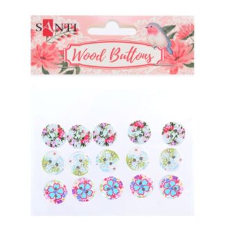 Набір гудзиків для творчості "Santi" /742150/ WB-02, дерево, 18мм,3 види, 15шт в уп. (1/200)