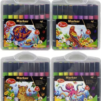 Набір скетч маркерів /8299-18/ 18 кол. тригранний "Тваринний світ" у пластиковій коробці (1/24/72)