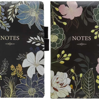 Блокнот А5/80арк. /6600-32/ # утримувач д/ручки шкір/зам , "Квіти-срібне тиснення" кольор.край 80г/м2 (1/12)