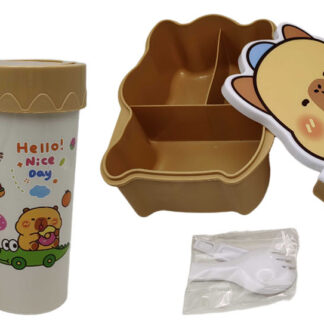 Ланчбокс  /8002-1/ 18*14,3*7,3см  склянка з кришкою 200мл, ложка "Капібара"  (1/72)