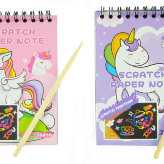 Блокнот для гравюр /Е-3002-U/ А5/10 чорн.арк. "Єдиноріг"+дер.палич. Scratch note, 14*20см (1/24)