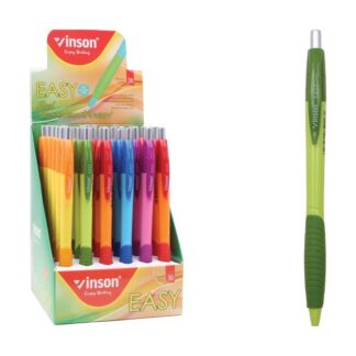 Ручка масляна автомат "Vinson" /8501/ "EASY" 0,7мм, синя, трикутн. корп, grip, mix (36/1440)