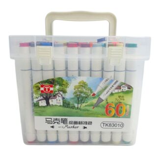 Скетч Маркер двосторонній "JO" /TK83010-60/ трикутн. скош/круг.тонк.60шт/набір пласт. контейнер з руч. (1/12)