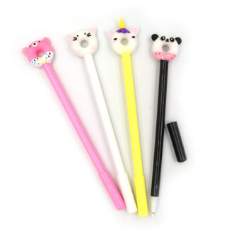 Ручка гелева "JO" /А2012/ "Панда, Єдиноріг, тварини" з іграшкою, синя, мікс (12/144/1728)