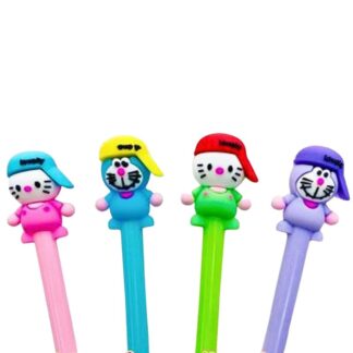 Ручка гелева "JO" /C0111/ "Котики" з іграшкою, синя, мікс (12/144/1728)