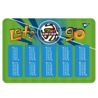 Підкладка настільна 29*42см "YES" /492250/ "Football", (таблиця множення)  (1/10/200)
