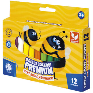 Олівці воскові "Школярик" /316111001-UA/ Преміум 12 кол. (1/24)