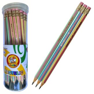Олівець графітний "CLASS" /144C/ НВ,з гумкою, трикут., PASTELIC, асорті (уп.48шт.в тубі) (48/288/1728)