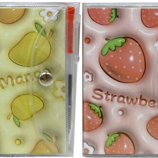 Блокнот 7,5*10/60арк. /1003784/ на кнопці з ручкою "Фрукти-3D" ==  мікс (1/12)