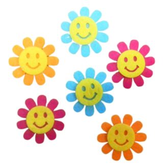 Набір фетрових заготовок "Діамантові ручки" /120575/ "Квіточка з посмішкою" 4,5 см, мікс кольору, 30 шт в упак.