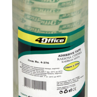 Скотч канцелярський 18*20 м. "4OFFICE" /4-376/ прозорий (8/480)