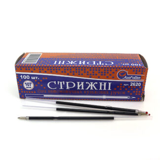 Стрижень кульковий короткий з вушками "JO" №614/2620 чорний /613/, 107mm прозор.(1/10)