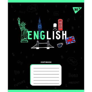 Зошит уч. "YES" 48арк.== /767475/ "ПРЕДМЕТКА - АНГЛІЙСЬКА МОВА (Black) виб.гібрид.лак (5/200)