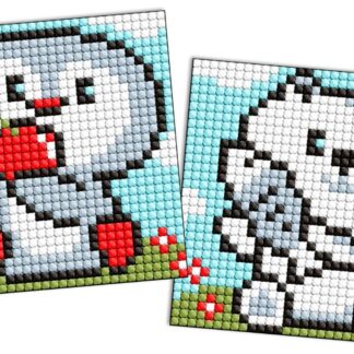 Набір для творчості зі стразами (магніт) "Ідейка" /AMG1092/  "Пінгвін та ведмежатко" 9*9см