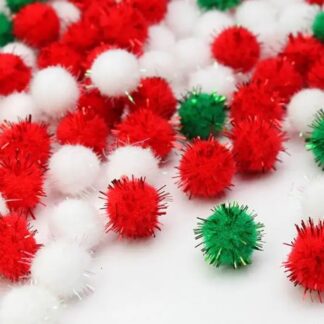 Помпони "Діамантові ручки" /163394/ з лавсаном (3 кольори, мікс) 4 см, 100 шт. в упак.