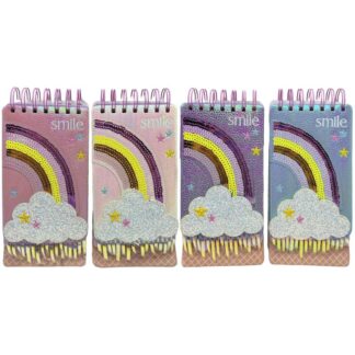 Блокнот 10*19,5см/120арк /120-2/ спіраль, обкл. шкірзам "Веселка в хмаринках" (1/60)