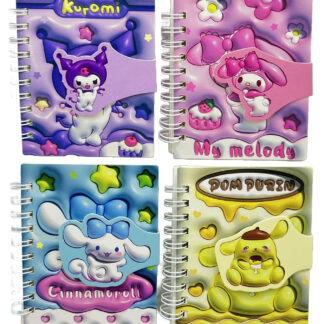 Блокнот 8,2*10,5/80арк /100К-008/ на спіралі "Друзі Kuromi Куромі-3D", мікс (1/24/480)