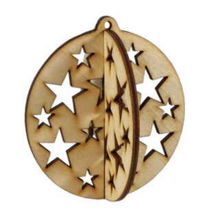 Заготовка "Куля на ялинку з зірочками" /AS-4257, F-0135/ Фанера, 8см, Атлас  (1/5)