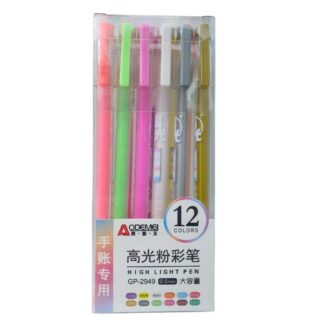 Набір гелевих ручок "AODEMEI" /GP-2949/ 12 кол., "Highlight" 1мм, мікс (12/144/2304)