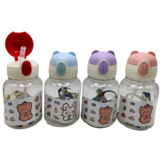 Пляшка для води з трубочкою /2201/ "Звірята" 600мл, мікс
