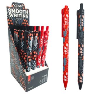 Ручка масляна автомат "Vinson" /F7/ "Flower" 0,5мм, синя, soft touch, mix (24/720)