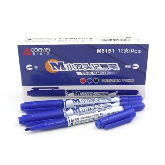 Маркер перманентний "AODEMEI" /M6151-синій/ ДВОСТОРОННІЙ тонкий лінер (12)