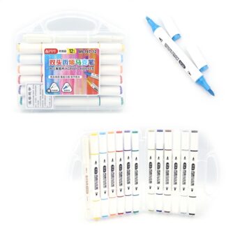 Набір маркерів 12 кол. "AODEMEI" /M6147-12/ акрилові двосторонні (1/12/144)