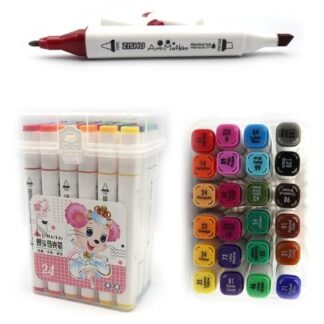 Набір скетч маркерів /222-24/ "Mouse" 24кол. кругл/скош наконечник, пласт.уп (1/6/36)