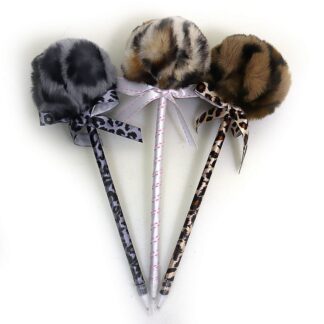 Ручка кулькова "JO" /1708/(089) "Леопард" з хутром, синя (12/480)