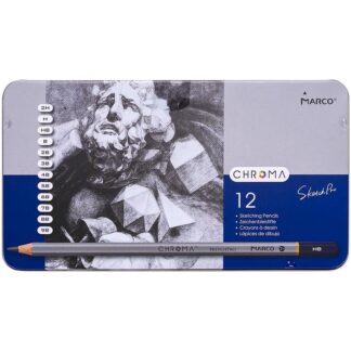 Набір графітних олівців 8015-12TN "Chroma" (2H*9B) 12шт/уп, металевий пенал (1/12/72)