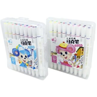 Набір скетч маркерів /218-18/ "Mouse" 18кол. кругл/скош наконечник трик, пласт корп.уп з етик. (1/4/60)